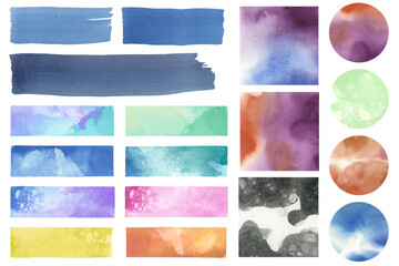 Set of colorful watercolor patches vector - obrazy, fototapety, plakaty