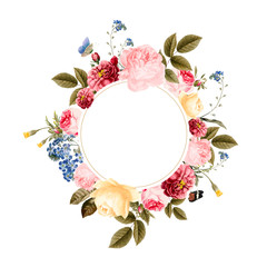 Blank floral frame card illustration