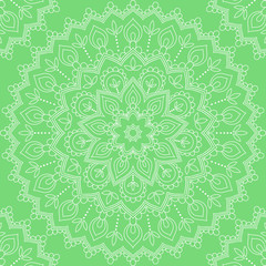 Seamless pattern with mandala ornament. Hand drawn illustration
