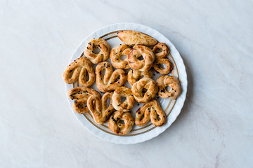 Turkish Salty Pastries / Traditional Salted Cookies with Black Sesame Seeds / Cumin