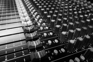 Side View Professional Audio Mixing Console