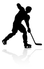 Fototapeta premium A detailed silhouette ice hockey player sports illustration