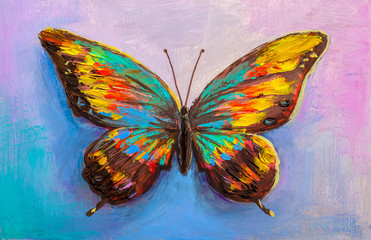 abstract painting butterfly - obrazy, fototapety, plakaty