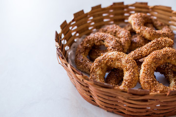 Turkish Bagel Kandil Simidi / Simit with Sesame Seeds.
