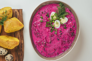 Lithuanian cold beet soup (Saltibarsciai)