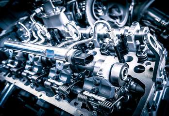 Close up shot of car engine. Automobile accessories concept