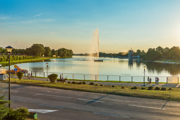 Naklejka premium Belgrade, Serbia - 20 June, 2018: Beautiful Ada Ciganlija Lake In Belgrade.