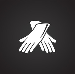 Safety gloves on black background icon