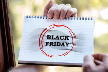 Black friday concept on a notepad