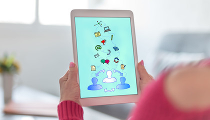 Communication concept on a tablet