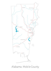 Detailed map of Mobile county in Alabama, USA