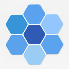 Blue hexagons shaped like a honey comb