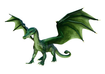 3D Rendering Fairy Tale Dragon on White