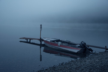 A boat on a lake