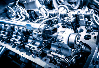 Close up shot of car engine. Automobile accessories concept