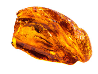 Natural amber on a white background