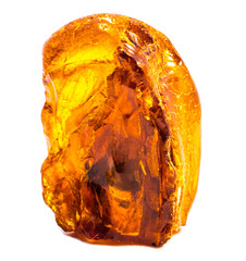 Natural amber on a white background