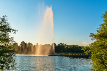 Naklejka premium Belgrade, Serbia - 20 June, 2018: Beautiful Ada Ciganlija Lake In Belgrade.