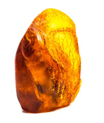 Natural amber on a white background