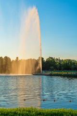 Naklejka premium Belgrade, Serbia - 20 June, 2018: Beautiful Ada Ciganlija Lake In Belgrade.