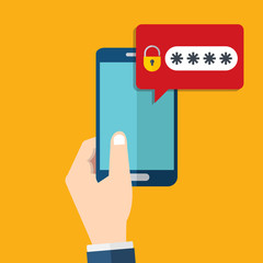 Smart phone with password field. Smartphone protection symbol. Mobile device security protection