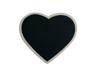 Blank black wooden heart isolated on white background
