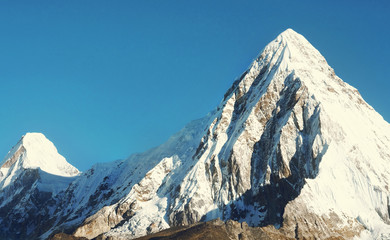 Snowy mountains peaks. Nepal Himalayan