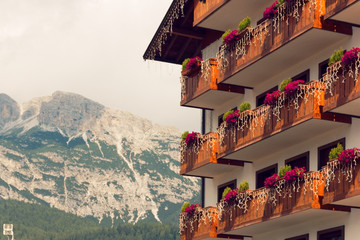 Beluno, Italy-August 9, 2018: The mountain village of Cortina di Ampezzo.
