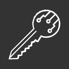 Private digital key chalk icon