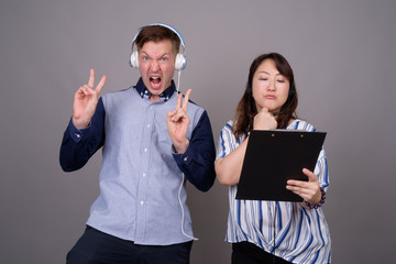Portrait of multi ethnic diverse couple in studio