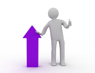 3d human arrow success green high business . 3D rendered illustration