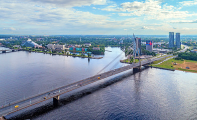 Panoramic aerial view of Riga, capital of Latvia