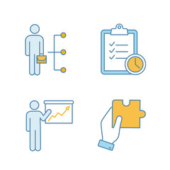 Business management color icons set