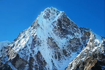 Mountain peak in Nepal. Region of highest mountains in the world. National Park, Nepal.