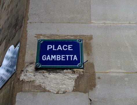 Place Gambetta; Plaque de nom de rue Paris