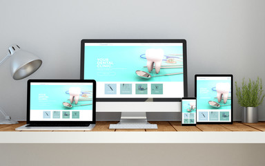 workplace with dental clinic online responsive website on devices
