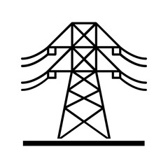 High voltage electric line glyph icon