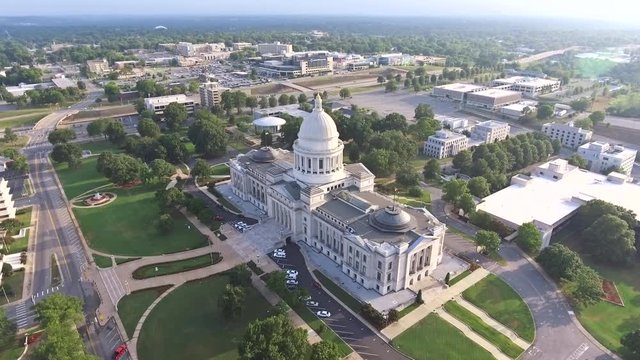 Little Rock Arkansas Capitol State Building Aerial 8.mov