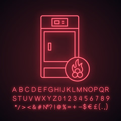 Solid fuel boiler neon light icon