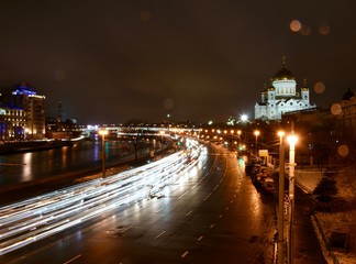 Fototapeta na wymiar night view of moscow russia