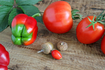 fresh vegetables on wooden background