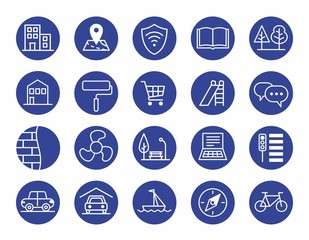 Advantages of new housing. Icons set.