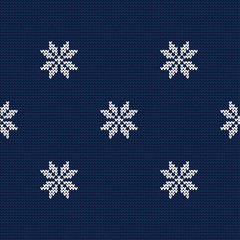 Knitted Norwegian snowflakes. Seamless vector background. Folk motives. Winter pattern. Can be used for wallpaper, textile, invitation card, wrapping, web page background.