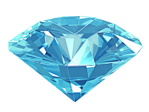 3d illustration. Blue diamond isolated on white background.