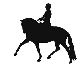 Equestrian. A silhouette of a dressage rider on a horse.