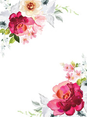 Vector card with floral pattern in watercolor style. Vintage handmade illustration.