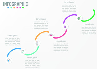 Fototapeta premium Business infographic template with 6 options circular shape