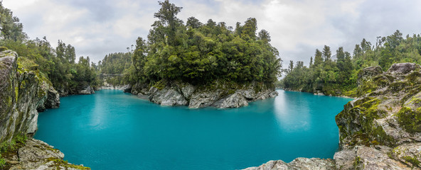 Blue water and rocks of the Hokitika Gorge Scenic Reserve, South Island New Zealand