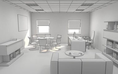 office, interior visualization, 3D illustration