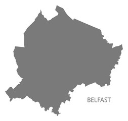 Naklejka premium Belfast map grey